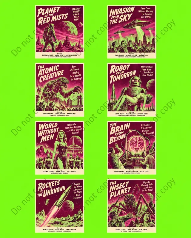 Retro Film Poster Card Cutouts