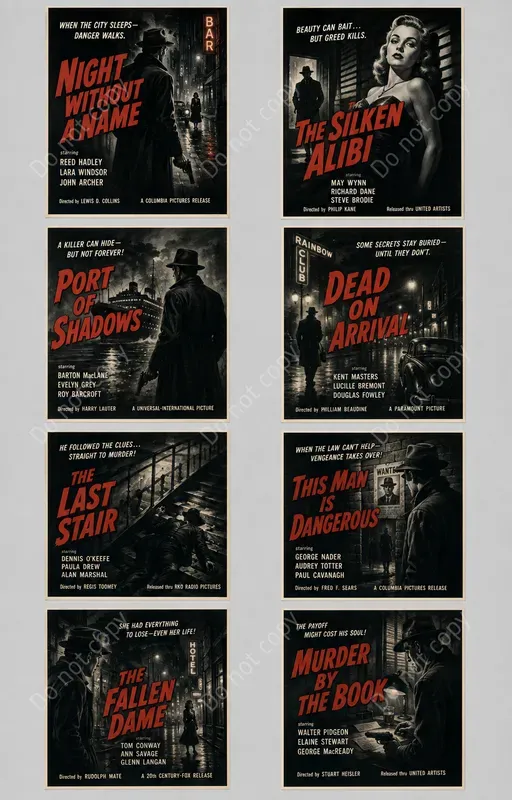 Retro Film Poster Card Cutouts