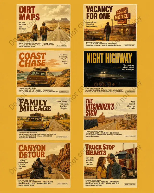 Retro Film Poster Card Cutouts