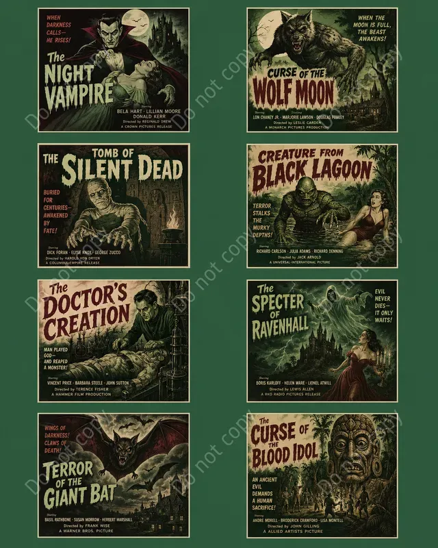 Retro Film Poster Card Cutouts