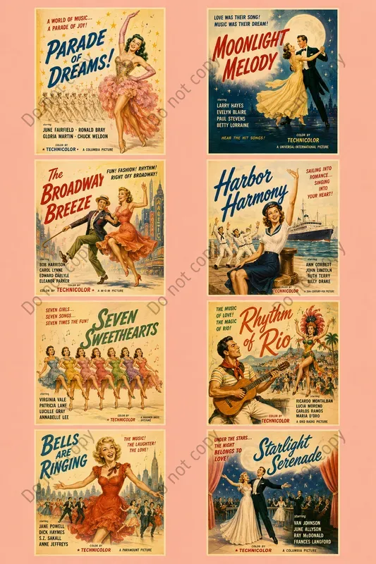 Retro Film Poster Card Cutouts