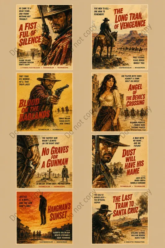 Retro Film Poster Card Cutouts