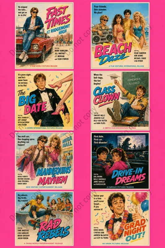 Retro Film Poster Card Cutouts