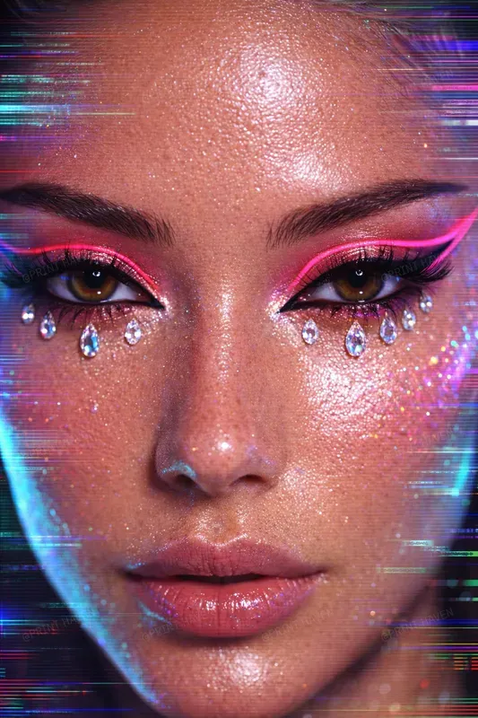Glitchy Glam Macro Beauty Portraits
