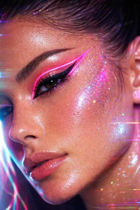 Glitchy Glam Macro Beauty Portraits