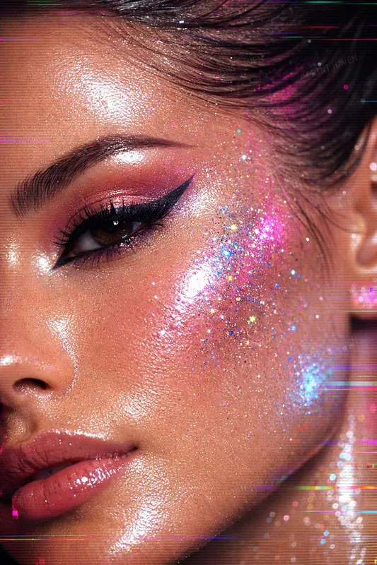 Glitchy Glam Macro Beauty Portraits