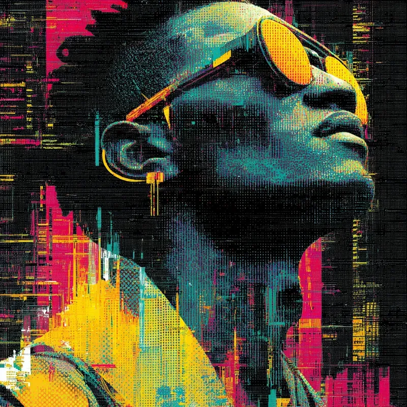 Neon Glitch Vector Profile Art
