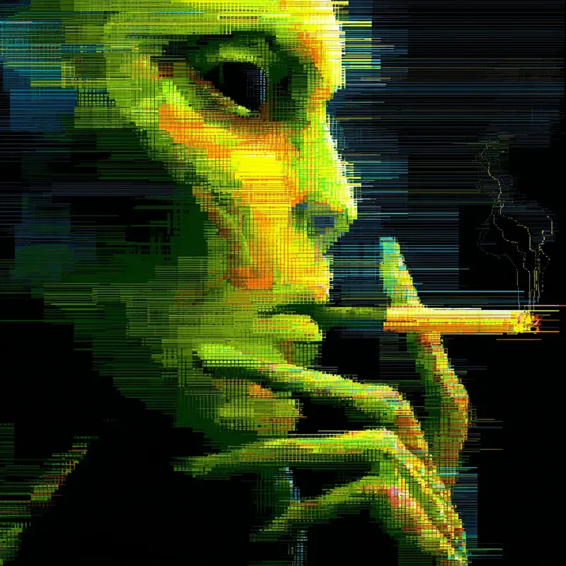 Neon Glitch Vector Profile Art
