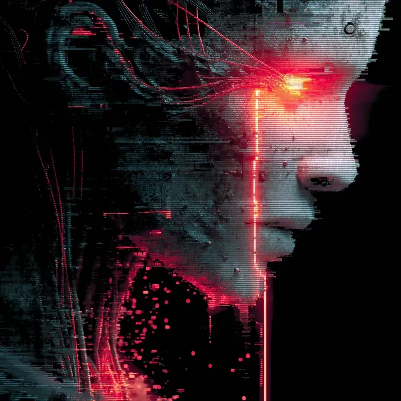 Neon Glitch Vector Profile Art