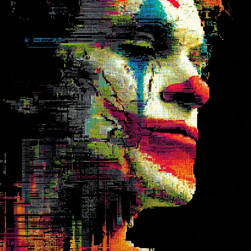 Neon Glitch Vector Profile Art