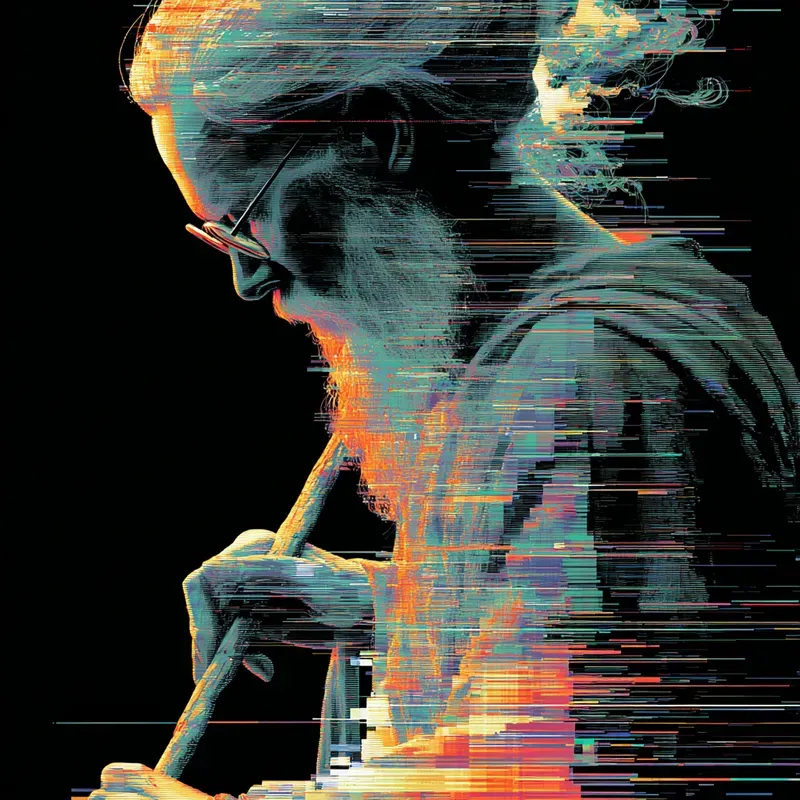 Neon Glitch Vector Profile Art