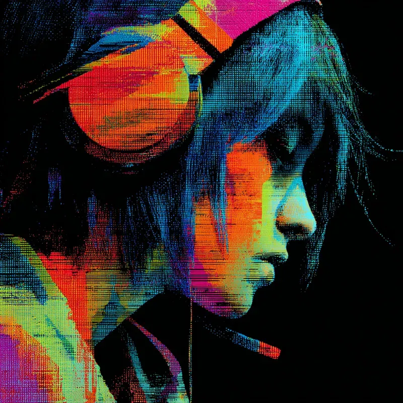 Neon Glitch Vector Profile Art