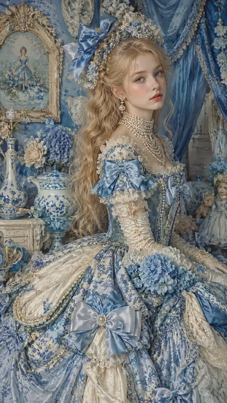 Blue Kitsch Victorian Portraits