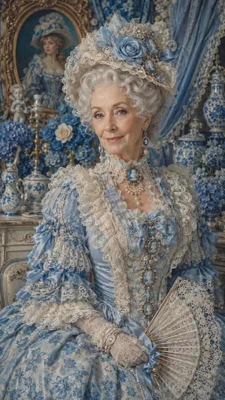 Blue Kitsch Victorian Portraits