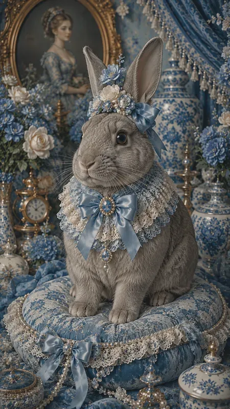 Blue Kitsch Victorian Portraits