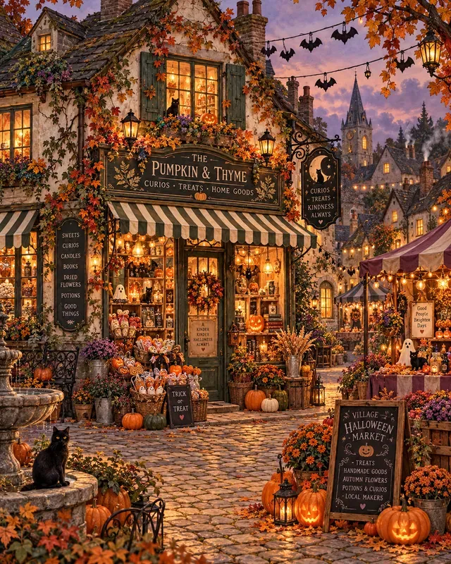 Cozy Halloween Cottage Wall Art