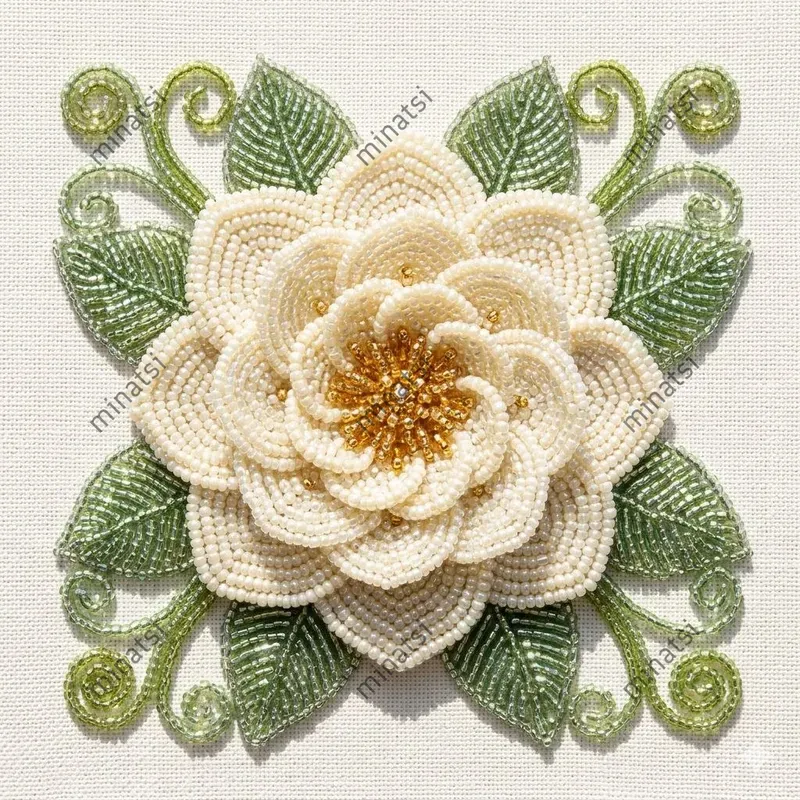 Sunlight Shimmering 3D Beadwork Florals