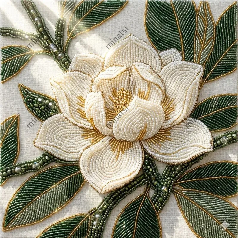 Sunlight Shimmering 3D Beadwork Florals