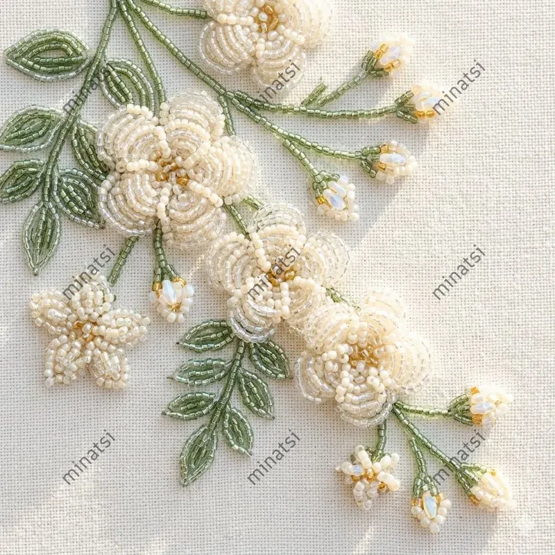 Sunlight Shimmering 3D Beadwork Florals