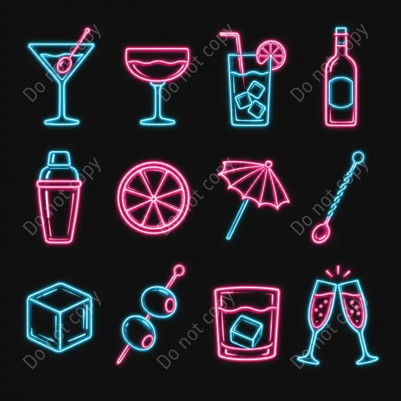 Neon Sign Clipart Sets