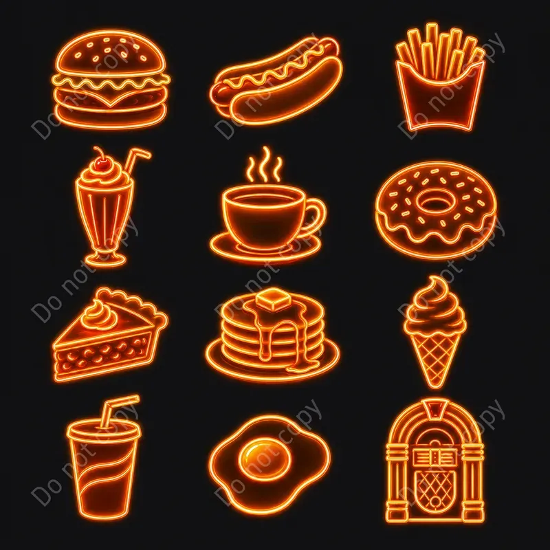 Neon Sign Clipart Sets