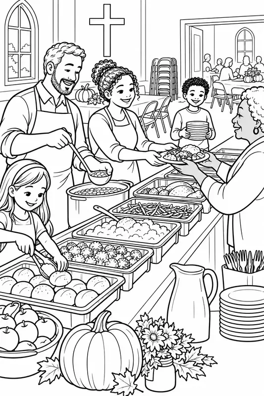 Kids Thanksgiving Service Colorings