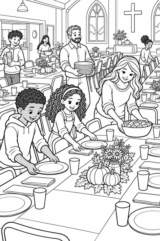 Kids Thanksgiving Service Colorings