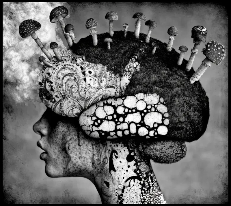 Monochrome Surreal Ink Art
