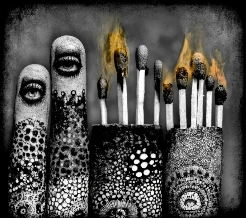 Monochrome Surreal Ink Art