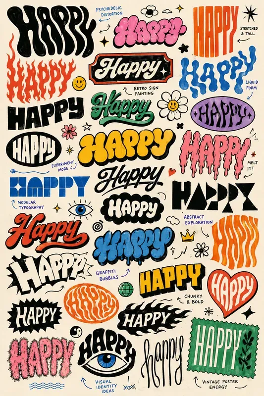 Experimental Lettering Concept Sheets