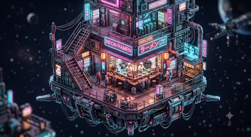3D Isometric Cyberpunk Microworlds