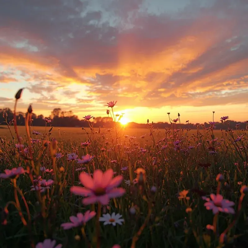 Golden Hour Sunset Field Photos