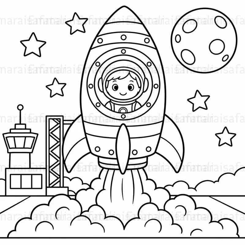 Kids Space Coloring Pages Generator