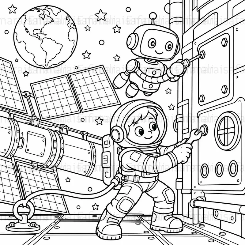 Kids Space Coloring Pages Generator