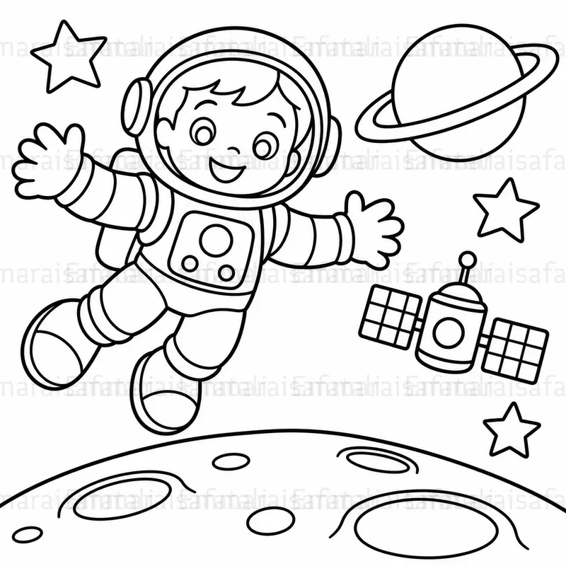 Kids Space Coloring Pages Generator