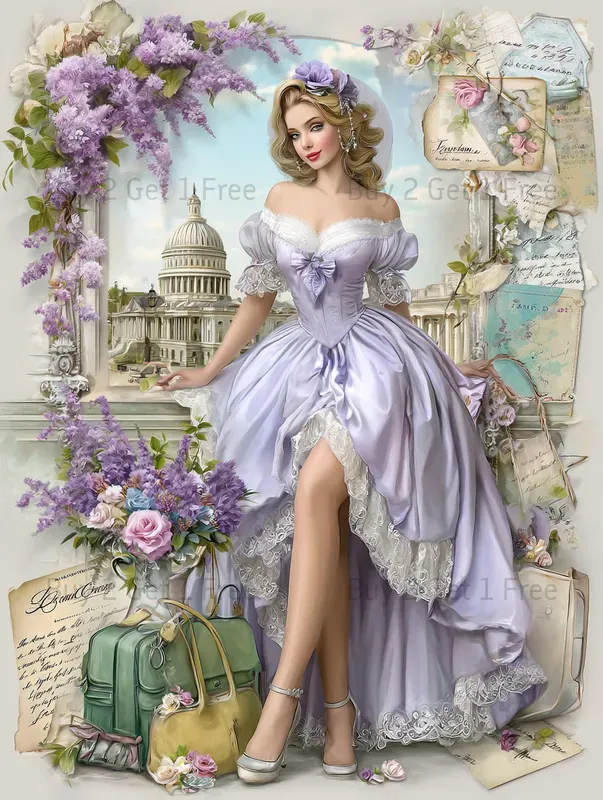 Lavender French Vintage Scrapbook Papers