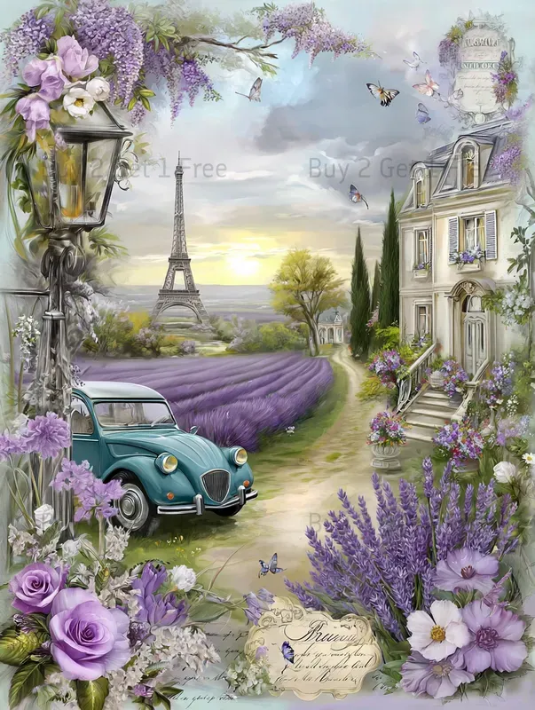 Lavender French Vintage Scrapbook Papers