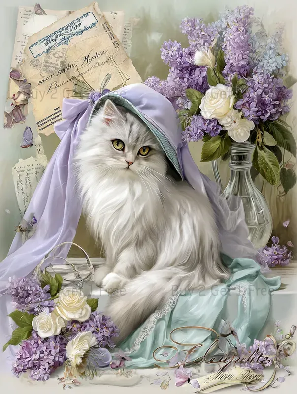 Lavender French Vintage Scrapbook Papers