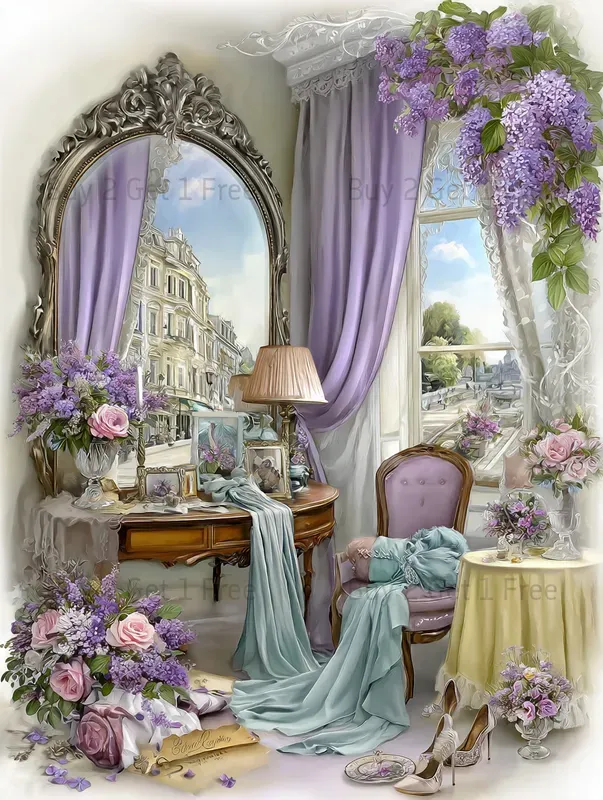 Lavender French Vintage Scrapbook Papers