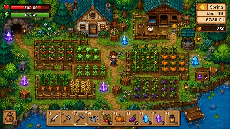 Cozy 16bit RPG Gameplay Mockup Generates