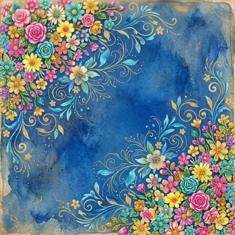 Shiny Stickers Floral Vintage Backgrounds