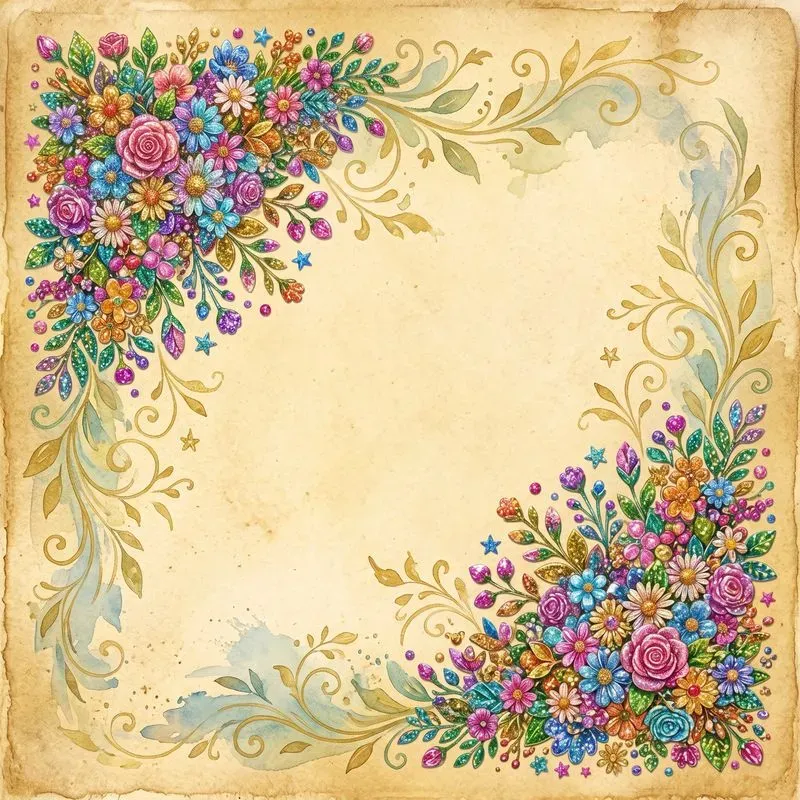 Shiny Stickers Floral Vintage Backgrounds
