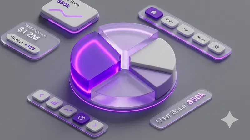 3D Glass Analytics Charts UIs