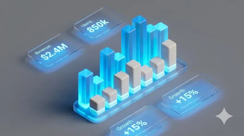 3D Glass Analytics Charts UIs