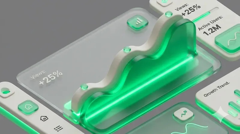 3D Glass Analytics Charts UIs