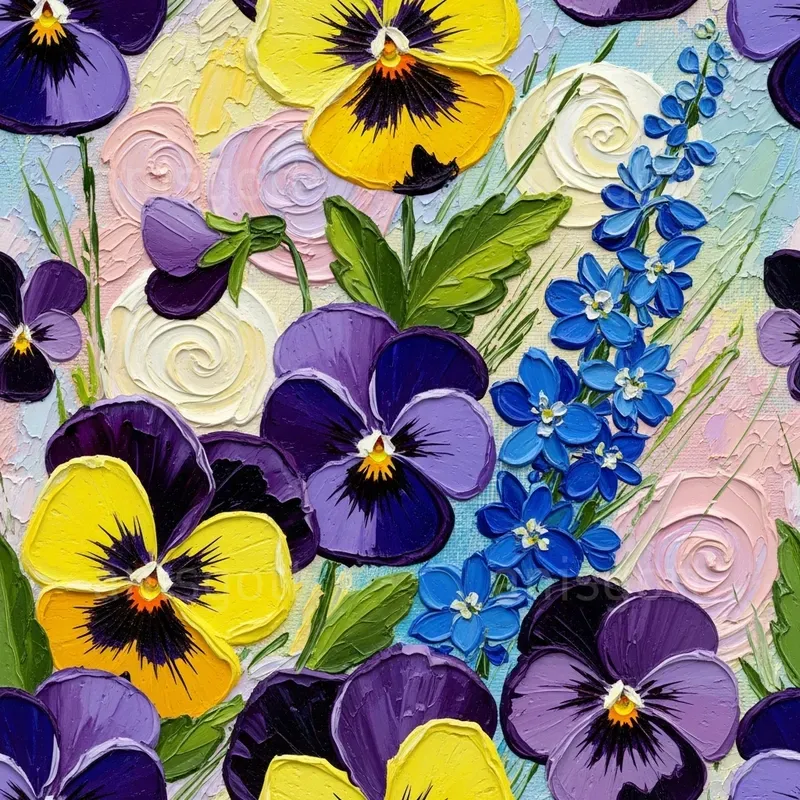 Vibrant Garden Impasto Seamless Patterns