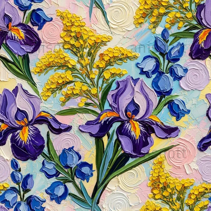 Vibrant Garden Impasto Seamless Patterns