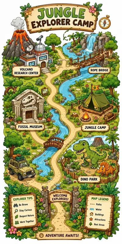 Cute Town Map Illustrations