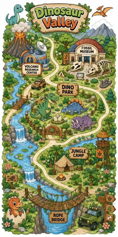 Cute Town Map Illustrations
