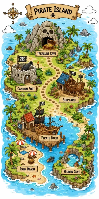 Cute Town Map Illustrations